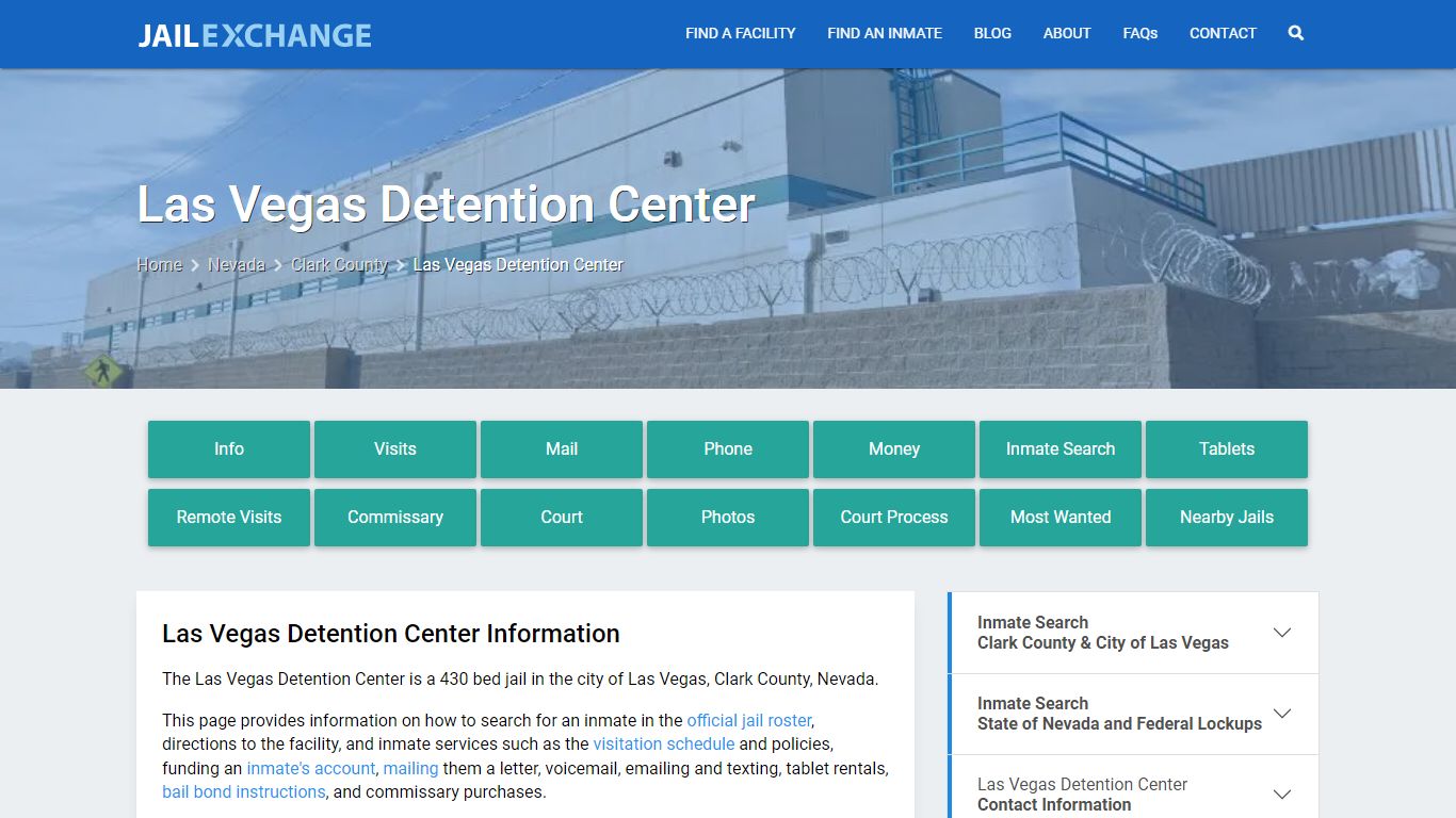 Las Vegas Detention Center, NV Inmate Search, Information - Jail Exchange